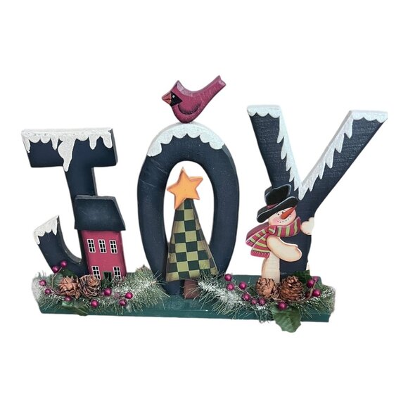 Other - Christmas Wood Decor JOY Holiday Decor Home Cardinal Snowman Tree Mantle Decor